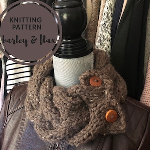 Knitting Pattern Aspen Twist Cable Cowl PDF Chunky Knit Aran Cabled Neckwarmer Instant Digital Download Bulky Knit Patterns