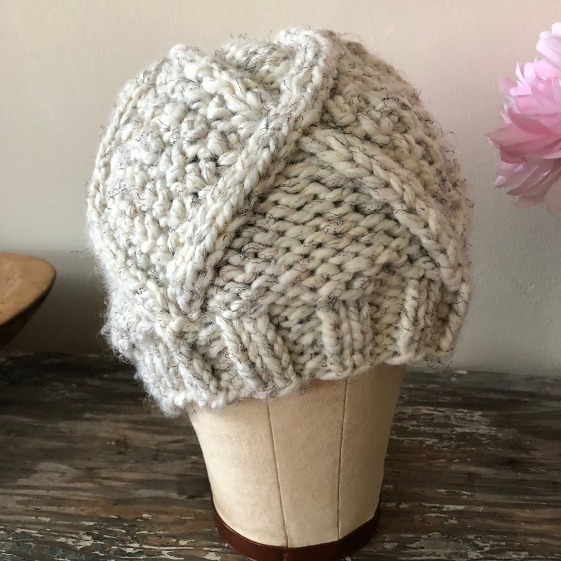 KNITTING PATTERN Chunky Aran Cable Hat PDF Knitted Beanie Instructions Diamond Cable Crush Instant Download Cabled Toque