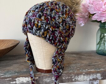 SALE! Cashmere Sea Green Blue Handknit Ear Flap Hat SALE! Cashmere Sea Green Blue Handknit Ear Flap Hat - Etsy main image 2