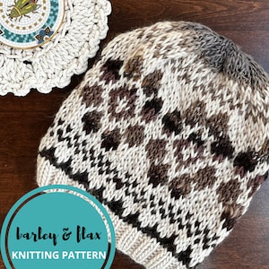 Blumen Fair Isle Beanie Strickmuster (PDF Strickanleitung)