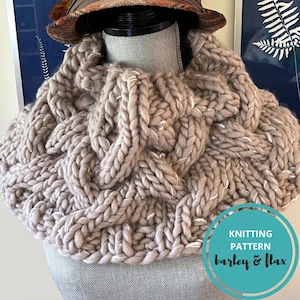 Oversized Bulky Knit Cabled Cowl Knitting Pattern: Chunky Cable Neckwarmer (PDF Pattern)