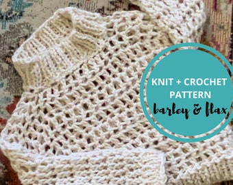 CROCHET and KNIT PATTERN Grab and Go Oversized Pullover Sweater Pdf Instant Digital Download Instructions Nine Sizes xs-5x