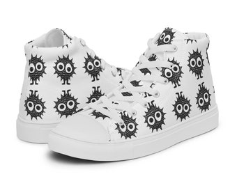 Fuzzy Fluff Ball Cute Graphic Hand Carved Art Print Canvas High Top Sneakers Shoes