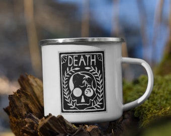 Death Tarot Card Hand Carved Art Print Enamel Mug