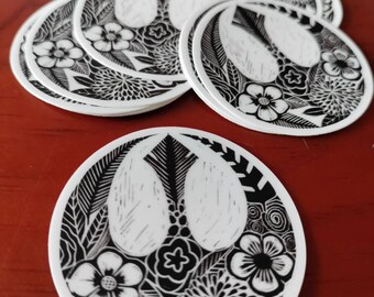 Rebel insignia Flower Hand Carved Print Sticker