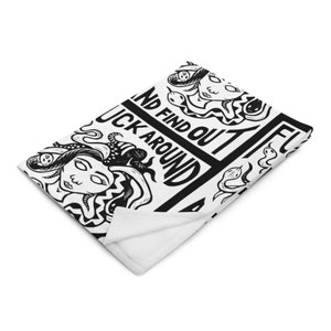 Fuck Around and Find Out Hand Carved Art Print Throw Blanket Cozy AF image 2