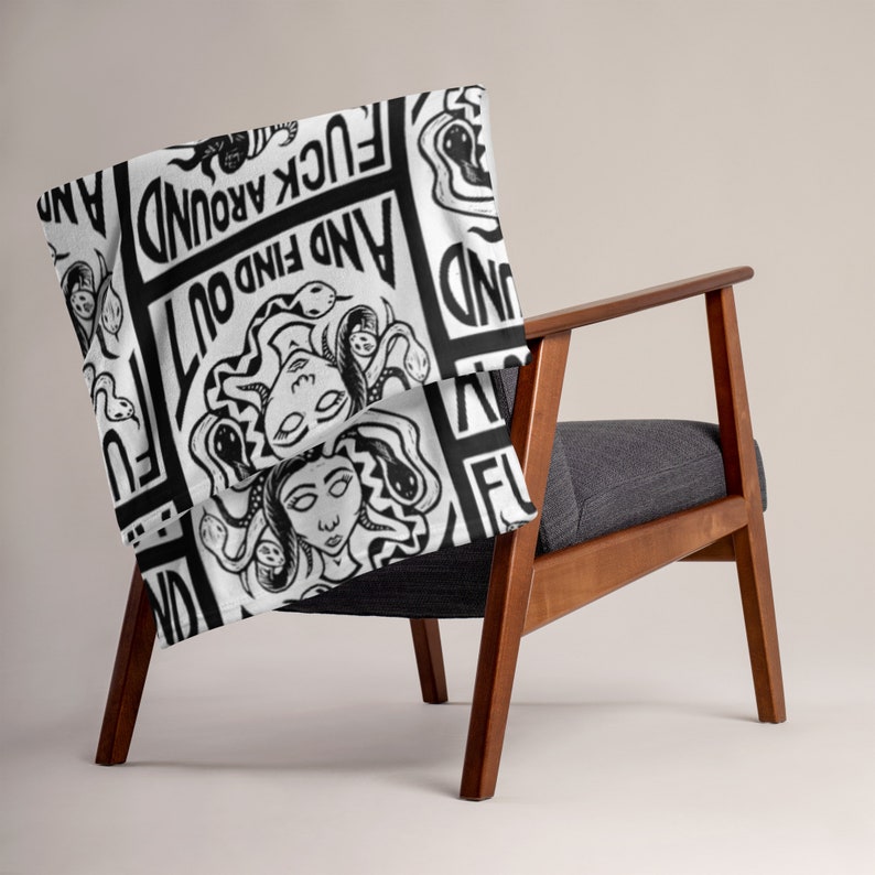 Fuck Around and Find Out Hand Carved Art Print Throw Blanket Cozy AF image 1