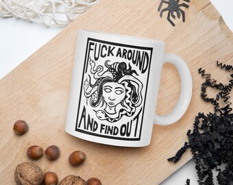 Fuck Around and Find Out Hand Carved Art Coffee Mug Tea Cup