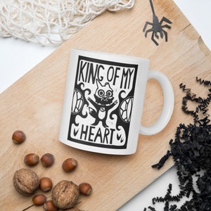 King Owl House Coffee Cup mug Hand Carved Block Print image 1