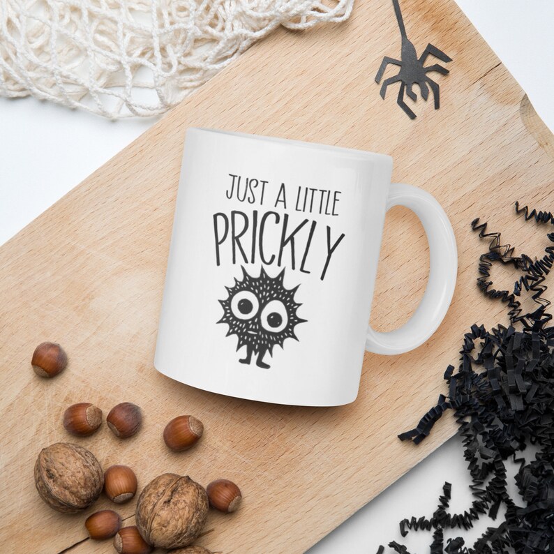 Just a Little Prickly Hand Carved Art Print Coffee Mug Tea Cup Perfect Gift image 1