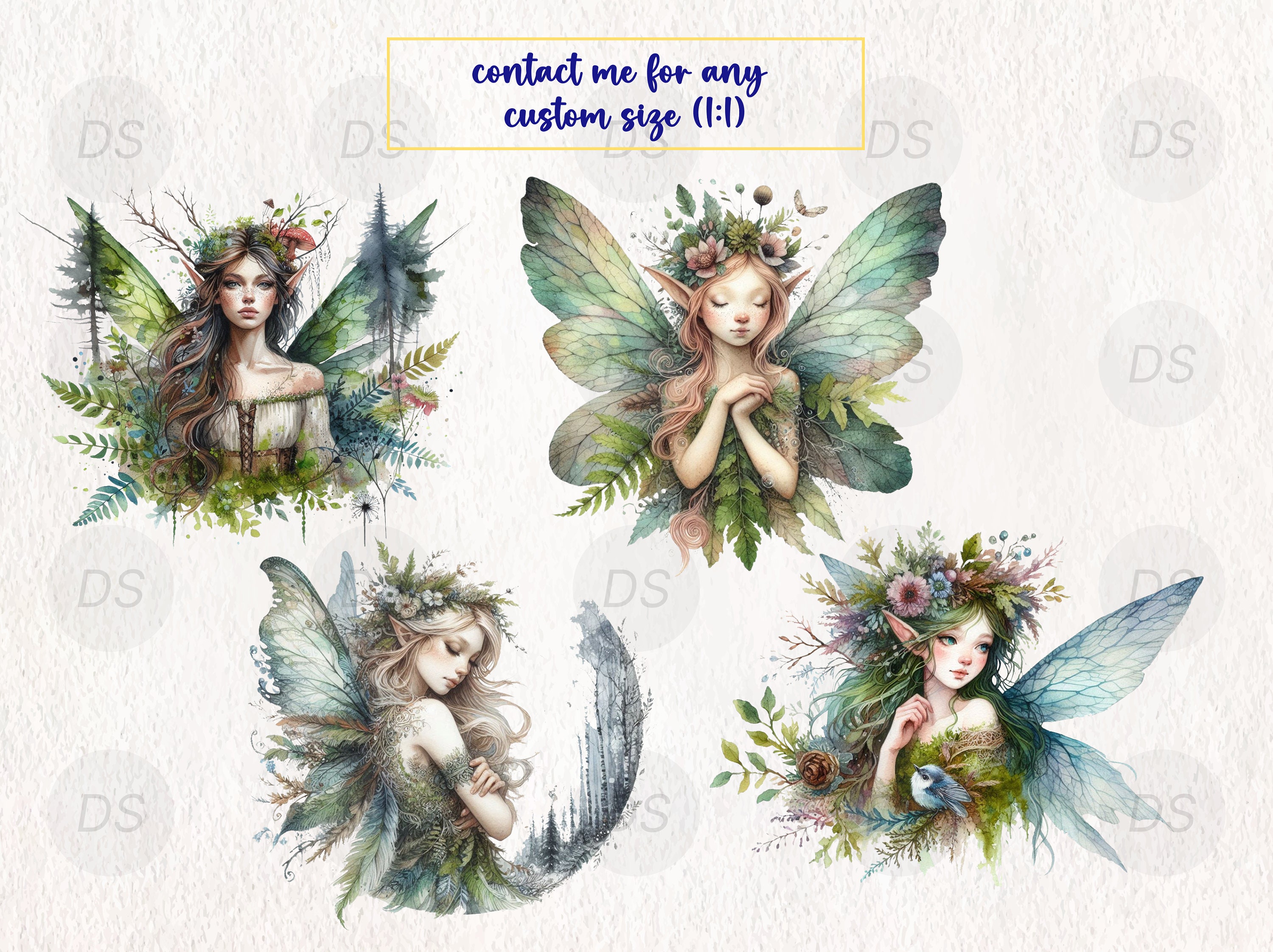 Watercolor Forest Fairy Clipart | Commercial Use PNG Files | 15 PNG ...