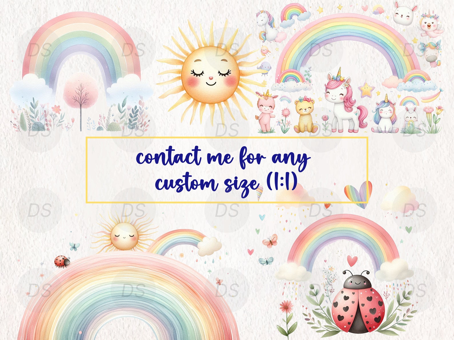 Watercolor Pastel Rainbow Clipart – 25 PNG Set - Etsy