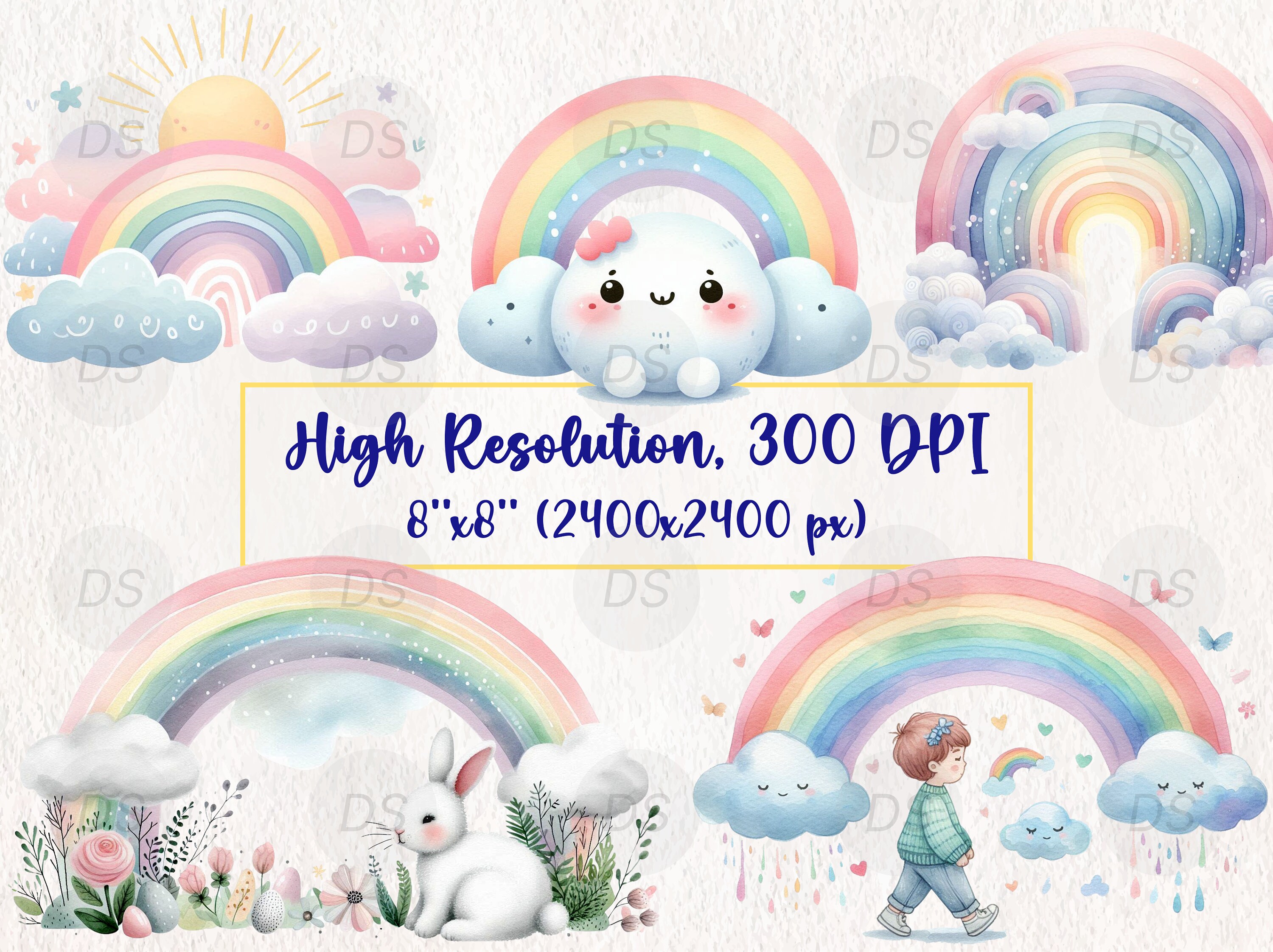 Watercolor Pastel Rainbow Clipart – 25 PNG Set - Etsy