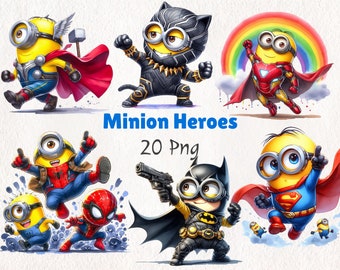 Watercolor Yellow Hero Creatures Clipart – 20 PNG Set