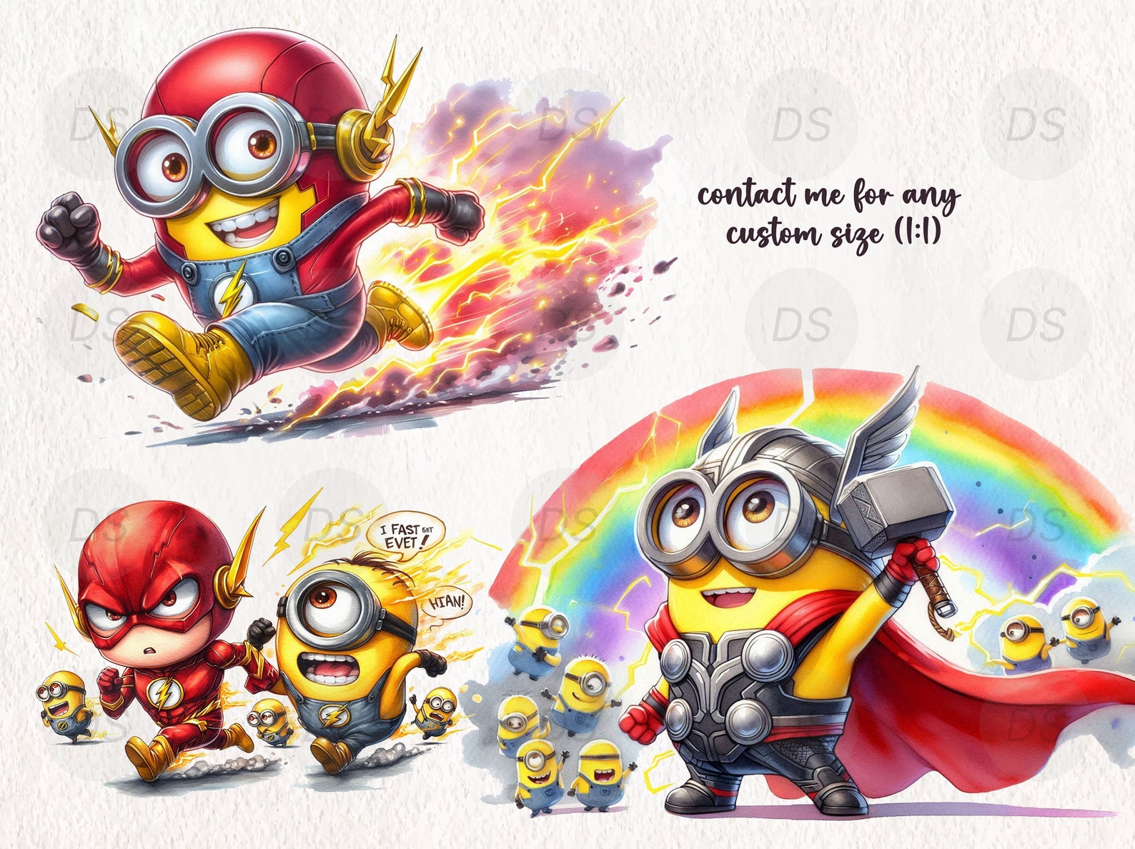 Watercolor Minion Heroes Clipart | Cute Superhero Minion Clipart Bundle ...