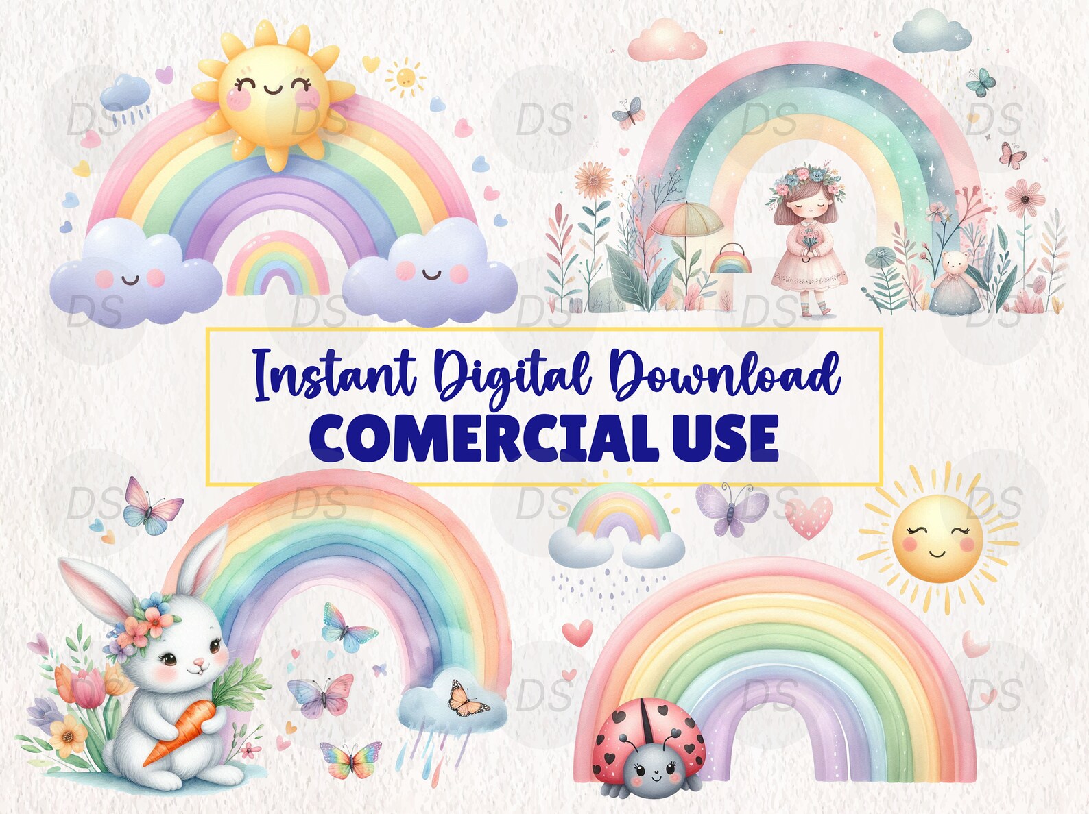 Watercolor Pastel Rainbow Clipart – 25 PNG Set - Etsy