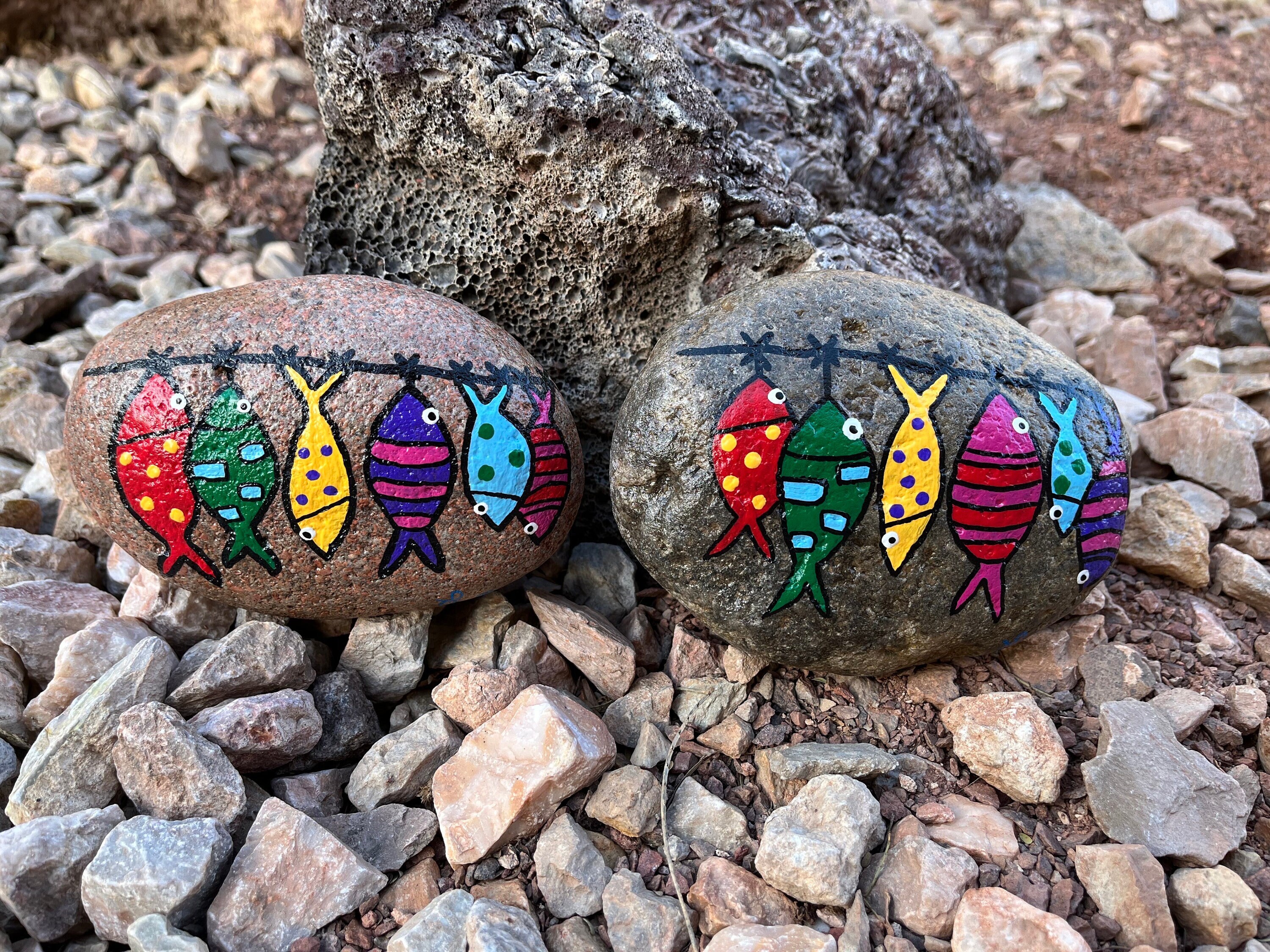 Fish Made From Rocks Hand Painted Rock, Colorful Fish Decor, Outdoorsman Gift.a Little Piece ...