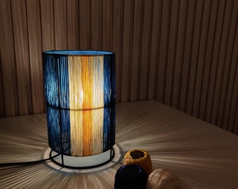 Sunflower Blue Lampshade - Handmade Lamps with Cotton Threads - Woven Cotton Thread Lamp by LIT - Customisable Colors - Free Shipping