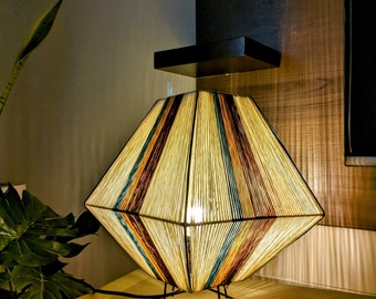 Diamond Lampshade - Handmade Lamps with Cotton Threads - Handwoven Cotton Thread Lamp by LIT - Customisable Colors - Free Shipping