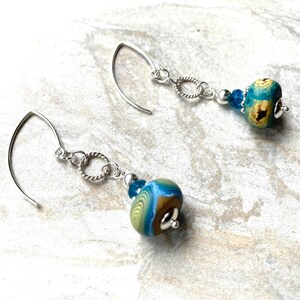 Starry Nights Inspired Polymer Clay and Apatite Earrings Sterling Silver Almond Earwires image 4