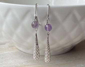 Amethyst Sterling Silver Elongated Teardrop Earrings