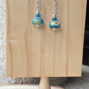 Starry Nights Inspired Polymer Clay and Apatite Earrings Sterling Silver Almond Earwires image 6