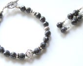 Sapphire Bracelet and Earrings, Genuine Blue Sapphire, Sterling Silver, September Birthstone, Dark Blue Birthday Gift, Unique One of a Kind