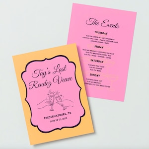 Last Rendez Veuve Bachelorette Party Invite and Itinerary Template | Vueve Before Vows | Champagne Bachelorette | Bachelorette Party | Bride