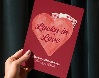 Lucky In Love Bachelorette Invitation & Itinerary Template | Las Vegas Weekend Editable Canva | Digital Download 5x7 Invite