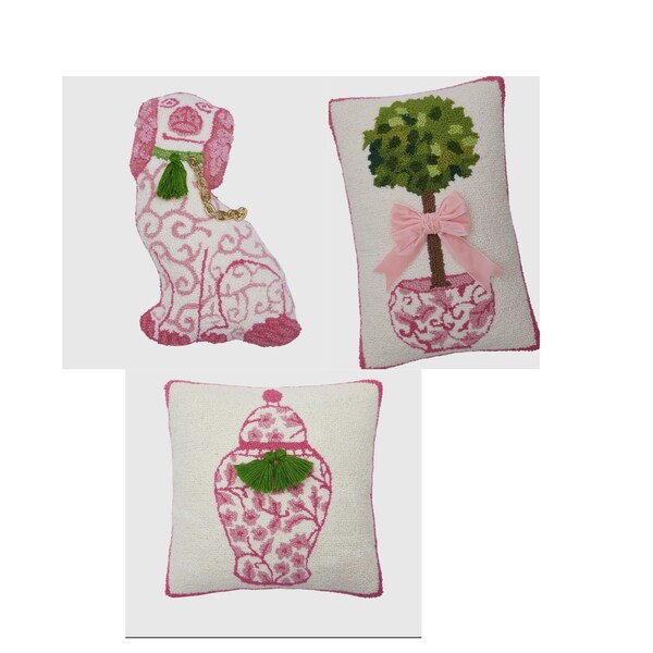 Shaped Chinoiserie Dog Hook Pillow