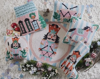 Holly Stripe Nutcracker group pillow and stockings