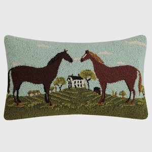 Pheasant Hound dog Hunt scene Mallard Duck Rabbit preppy Hook pillows 2 Horses
