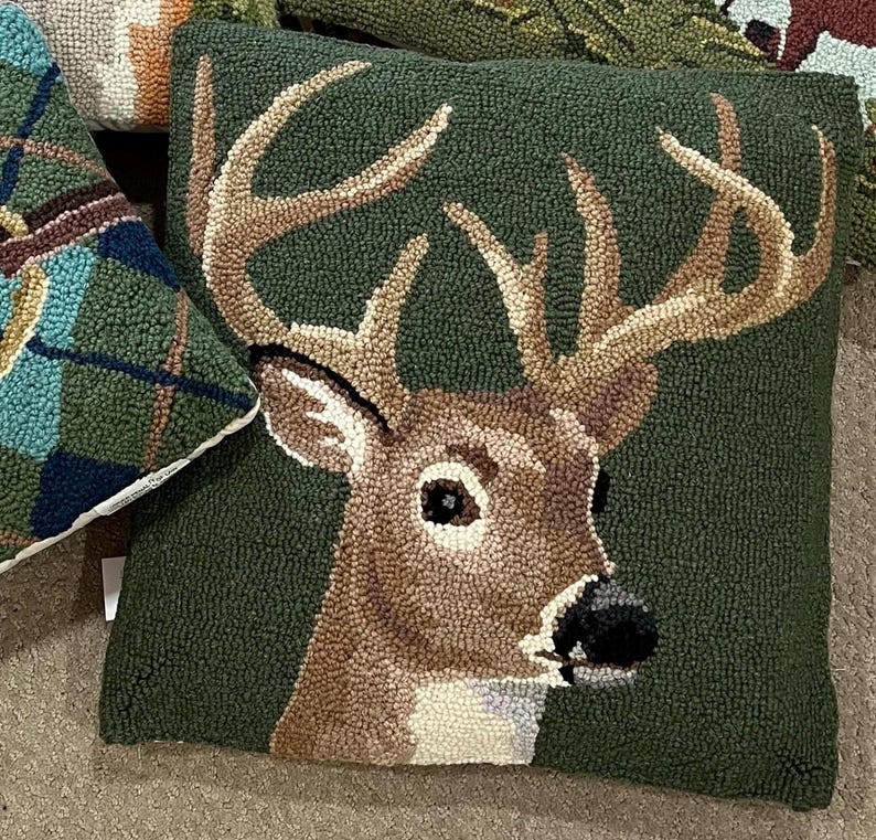 Pheasant Hound dog Hunt scene Mallard Duck Rabbit preppy Hook pillows Deer