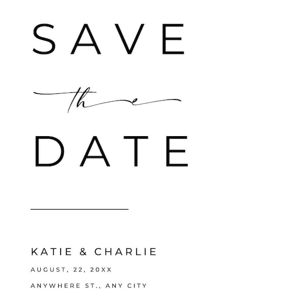 Trendy elegant simple stylish minimalist photo wedding save the date