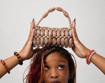 Hand Bag: African Beads with Beaded Handle - IVORSE Bag