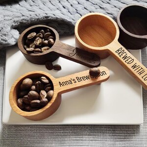 Personalized Wooden Coffee Measuring Spoons: Engraved Baking Spoons Set