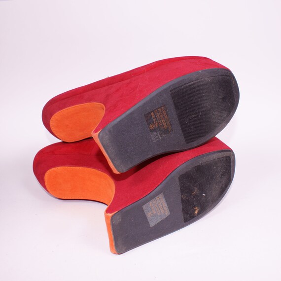 NIB Ruby Red Velvet Bumper Cut Out Platform Wedge… - image 7