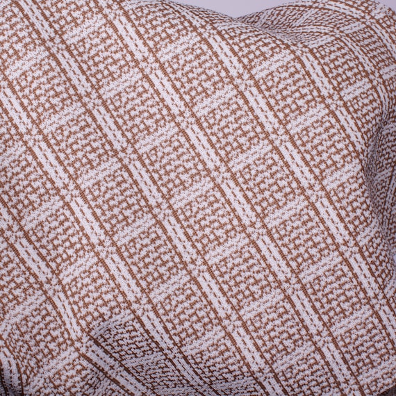 70s JANTZEN Polyester Brown White Geometric Plaid… - image 5