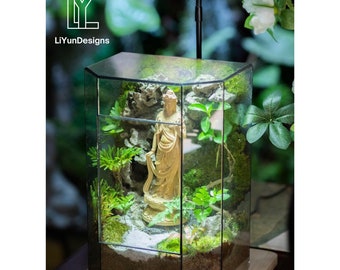 Budha Serene in Forest Luce notturna in resina epossidica, Lampada da scrivania, Decorazione per la casa, Regalo di anniversario, Per lui, Decorazione della casa