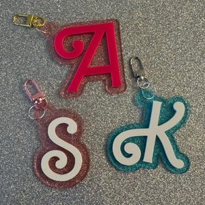 Custom acrylic Barbie font Monogram bag charm