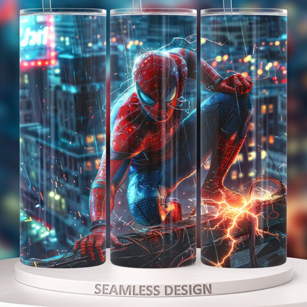 Spiderman 20oz Tumbler Wrap, Seamless Design, PNG Sublimation Design, Digital Download