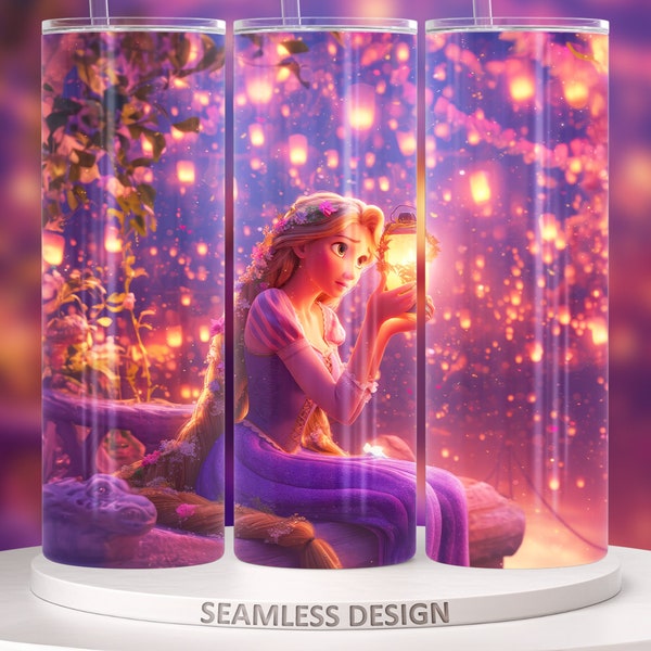 Rapunzel, 20oz Tumbler Wrap, Seamless Design, PNG Sublimation Design, Digital Download