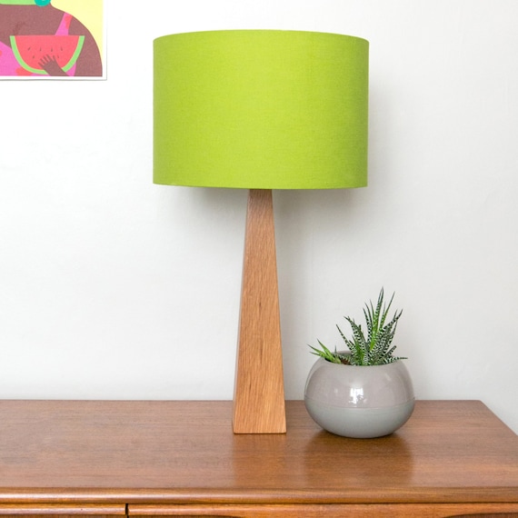 Lime Green Wooden Oak Table Lamp | Etsy