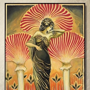 Soma Goddess 12x18 Art Print – Mystical Divine Feminine Wall Art, Sacred Mushroom Decor