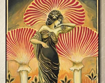 Soma Goddess Art Print - Mystical Divine Feminine Wall Art, Sacred Mushroom Decor (12x18)