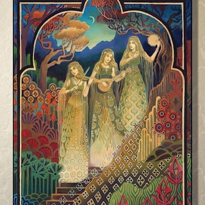 Sisters of Mercy 5x7 Greeting Card – Mystical Feminine Wall Art, Musical Goddess Decor, Sacred Bohemian Artwork, Spiritual Gift