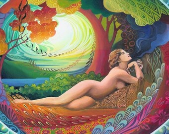 Nepenthe Goddess Mini Art Print: Mystical Bohemian Decor ACEO