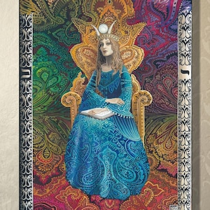 High Priestess 5x7 Greeting Card – Divine Feminine Art, Spiritual Goddess Wall Decor, Occult Symbolism, Mystic Arcana, Tarot Painting