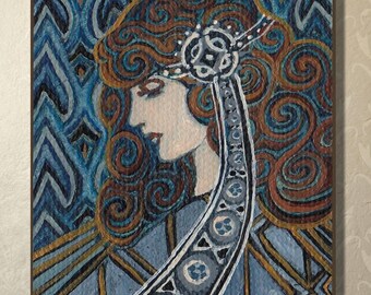 Lapis Lazuli Goddess Art Print: Celtic Bohemian Decor (8x10)