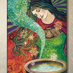 Cerridwen&#39;s Cauldron Art Card: Celtic Goddess, Witchcraft Decor (5x7)